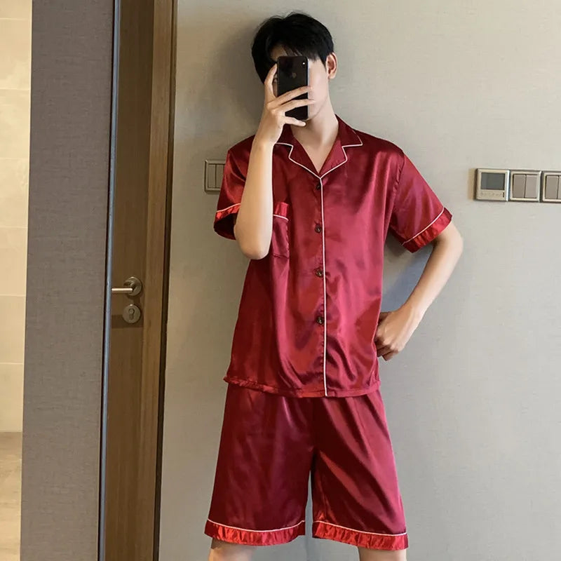 Pyjama de luxe costume Satin soie Pyjamas ensembles Couple vêtements de nuit décontracté famille Pijama amant costume de nuit hommes et femmes grande taille Pj ensemble