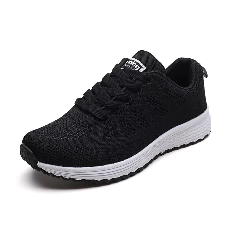 Baskets plates en maille pour femmes, chaussures vulcanisées, blanches, décontractées, respirantes, pour la marche et la Gym, 2021