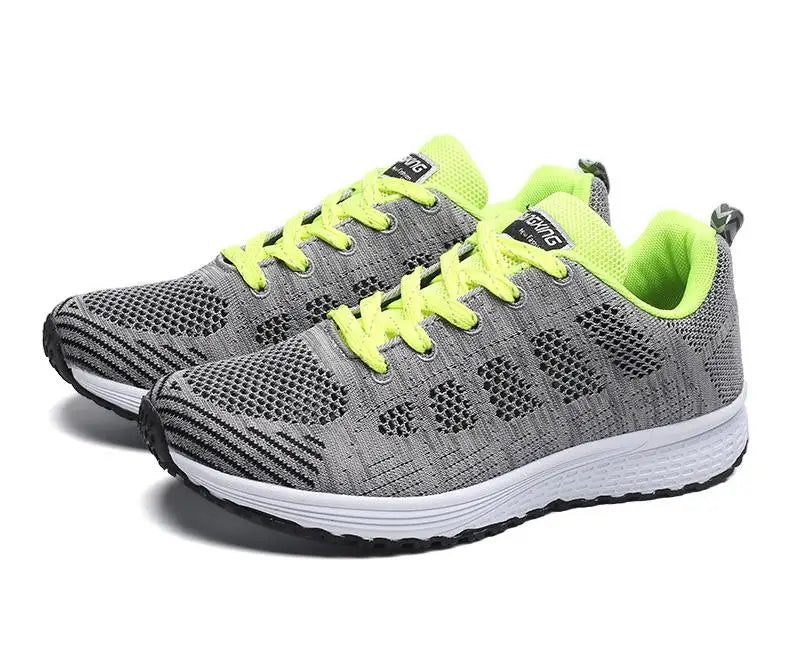 Baskets plates en maille pour femmes, chaussures vulcanisées, blanches, décontractées, respirantes, pour la marche et la Gym, 2021