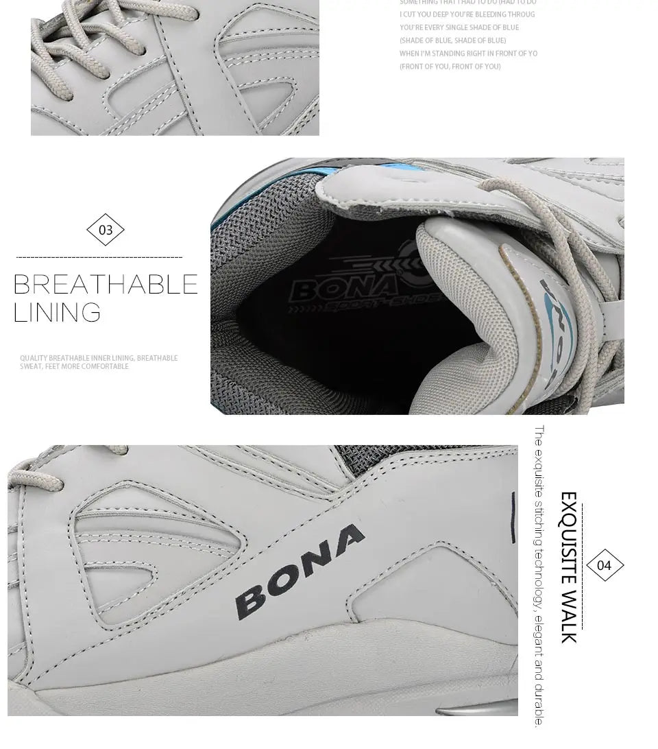 BONA – Baskets de basket-ball pour Homme, chaussures d'extérieur, plates et montantes, confortables