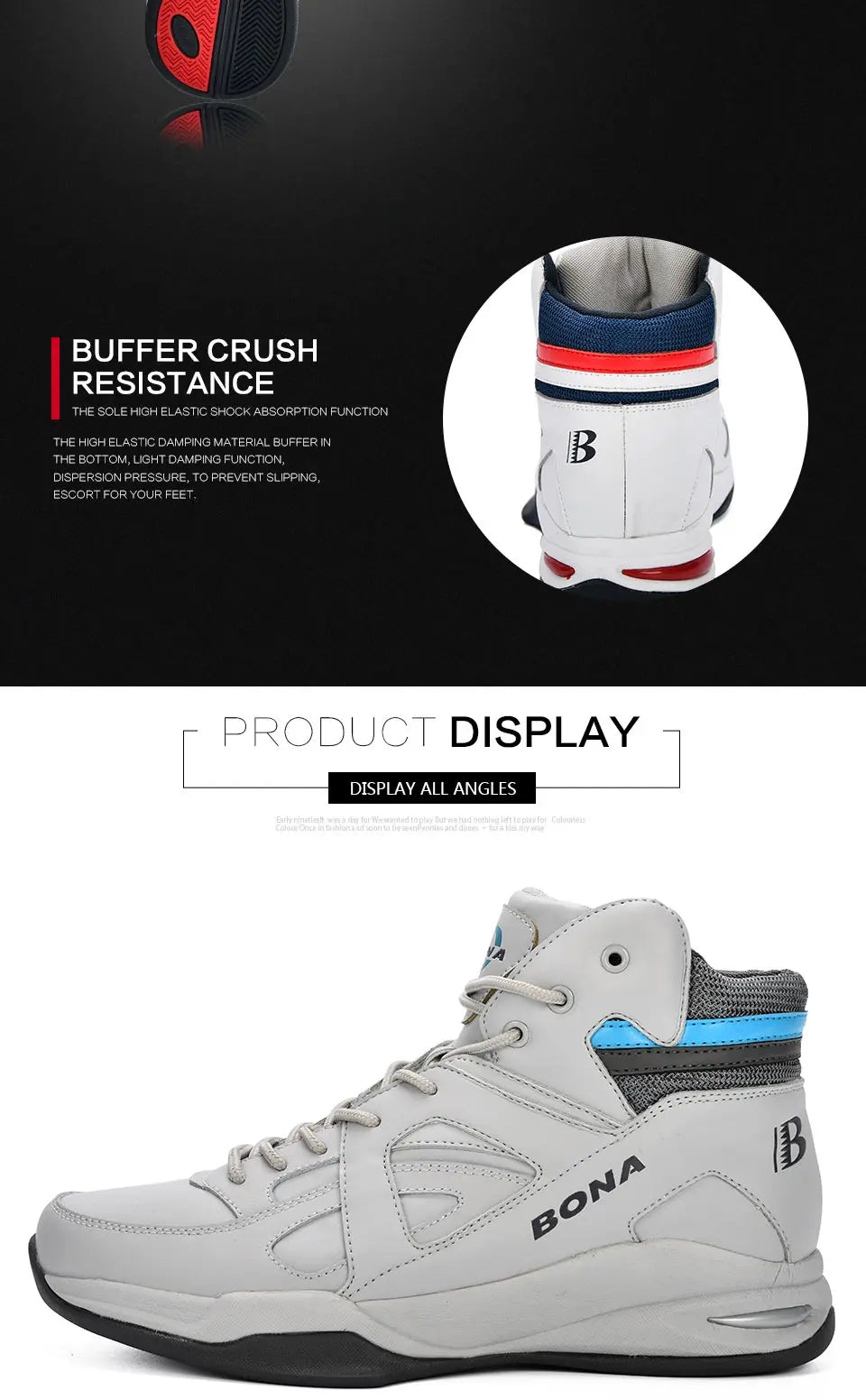 BONA – Baskets de basket-ball pour Homme, chaussures d'extérieur, plates et montantes, confortables