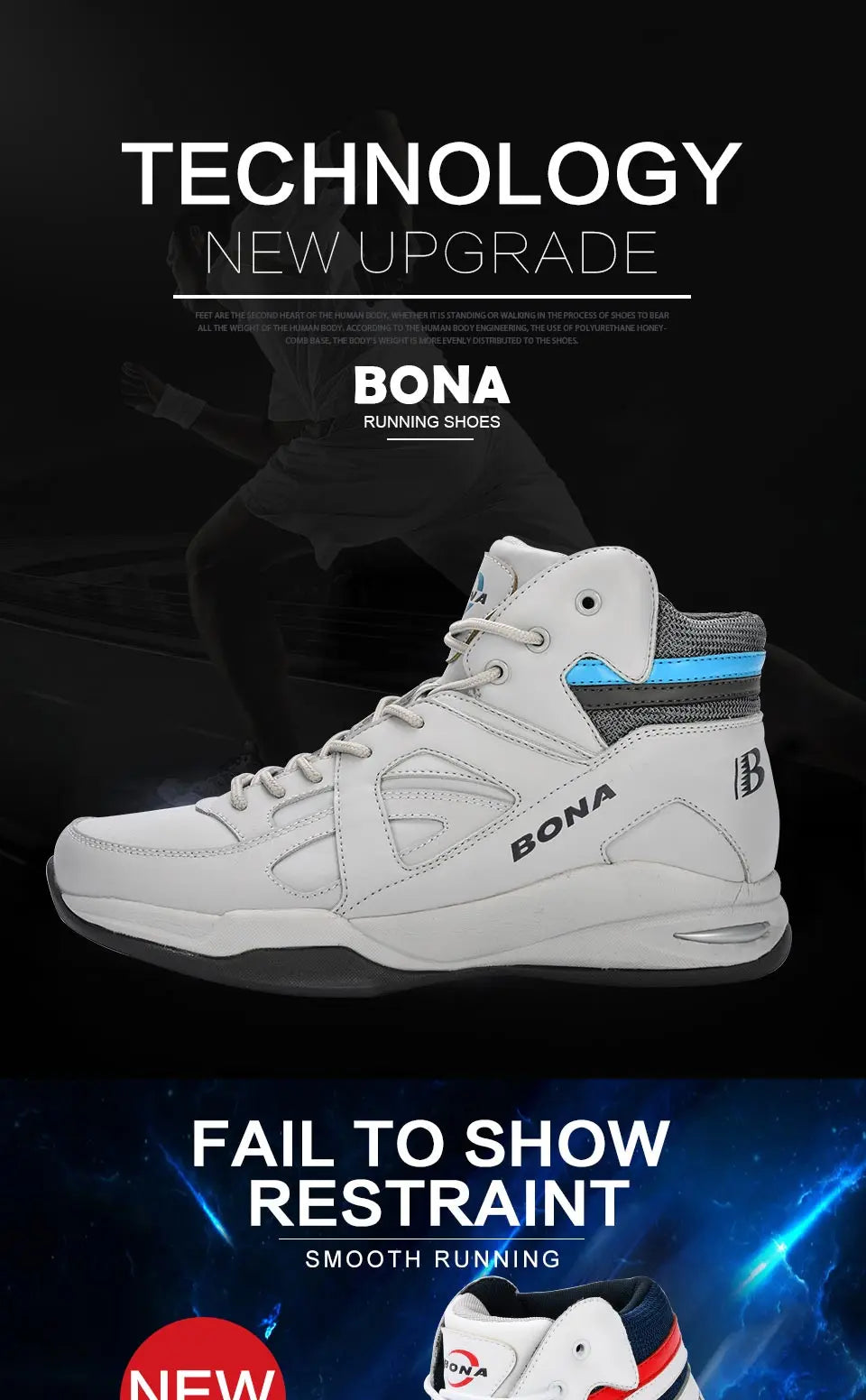 BONA – Baskets de basket-ball pour Homme, chaussures d'extérieur, plates et montantes, confortables