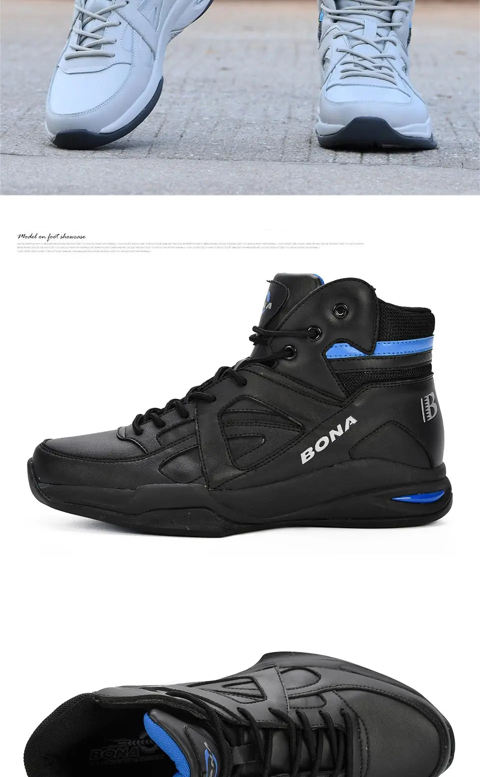 BONA – Baskets de basket-ball pour Homme, chaussures d'extérieur, plates et montantes, confortables