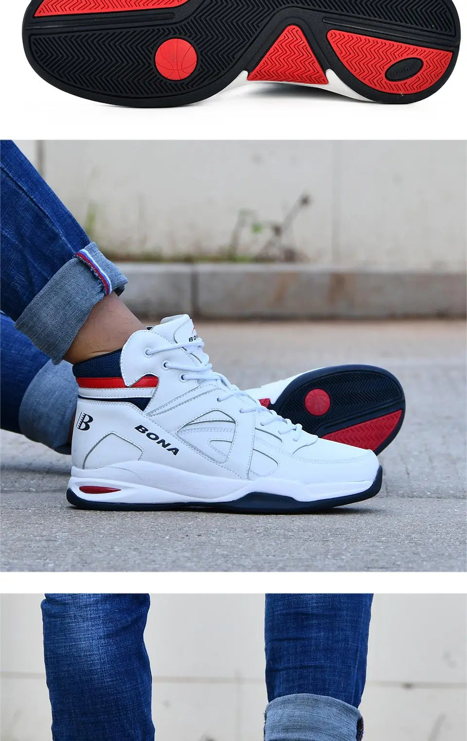 BONA – Baskets de basket-ball pour Homme, chaussures d'extérieur, plates et montantes, confortables