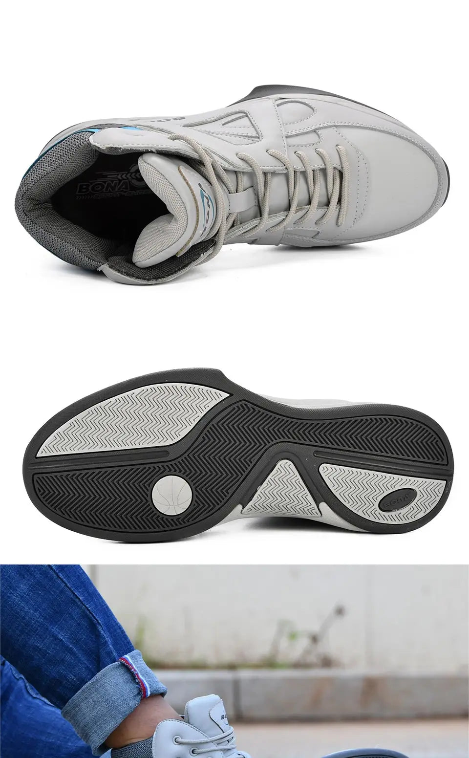 BONA – Baskets de basket-ball pour Homme, chaussures d'extérieur, plates et montantes, confortables