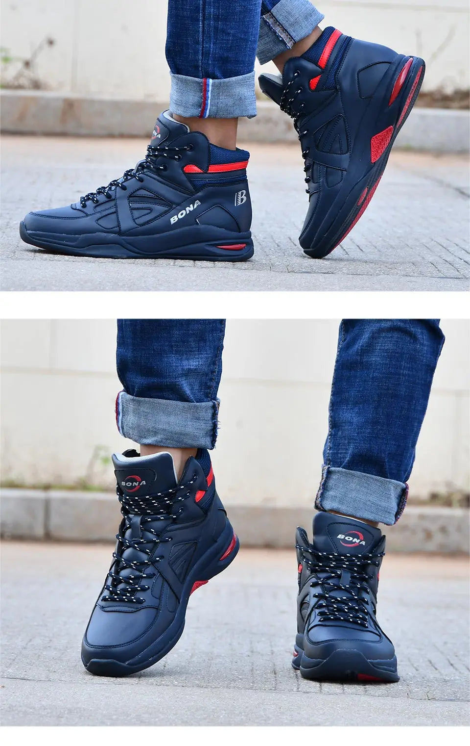 BONA – Baskets de basket-ball pour Homme, chaussures d'extérieur, plates et montantes, confortables