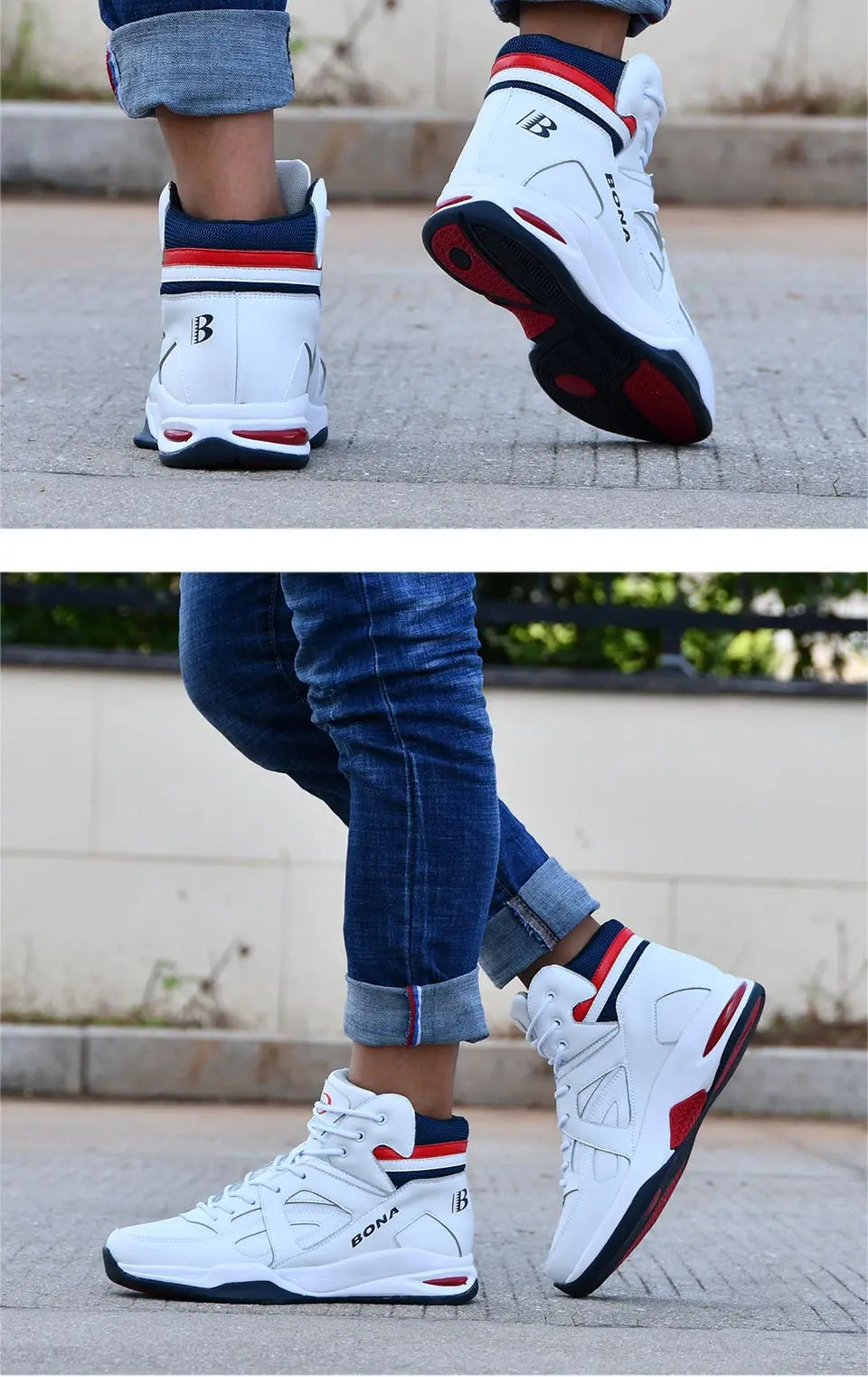 BONA – Baskets de basket-ball pour Homme, chaussures d'extérieur, plates et montantes, confortables