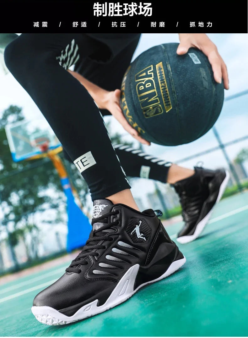 Baskets en cuir de marque pour hommes, chaussures de Basket-ball confortables, légères et antidérapantes, panier d'entraînement, bottes de basket-ball imperméables