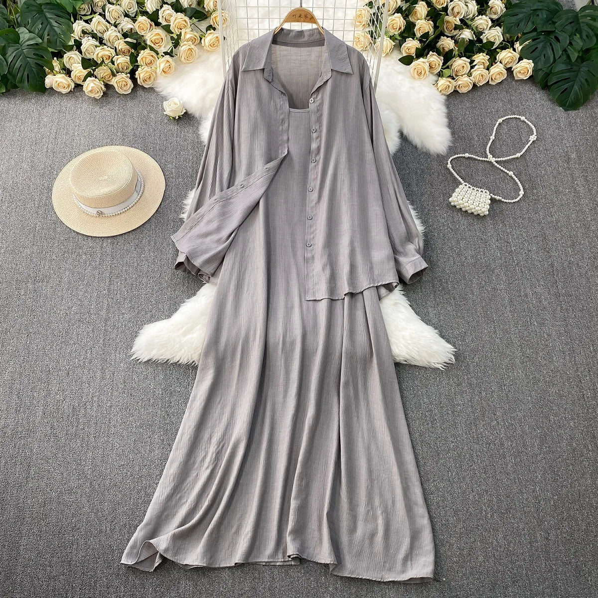 Robe chemise pour femmes musulmanes, ensemble deux pièces, costumes modestes solides, Ensemble musulman du Ramadan, Maroc, dubaï, Abayas, tenues islamiques Jalabiya