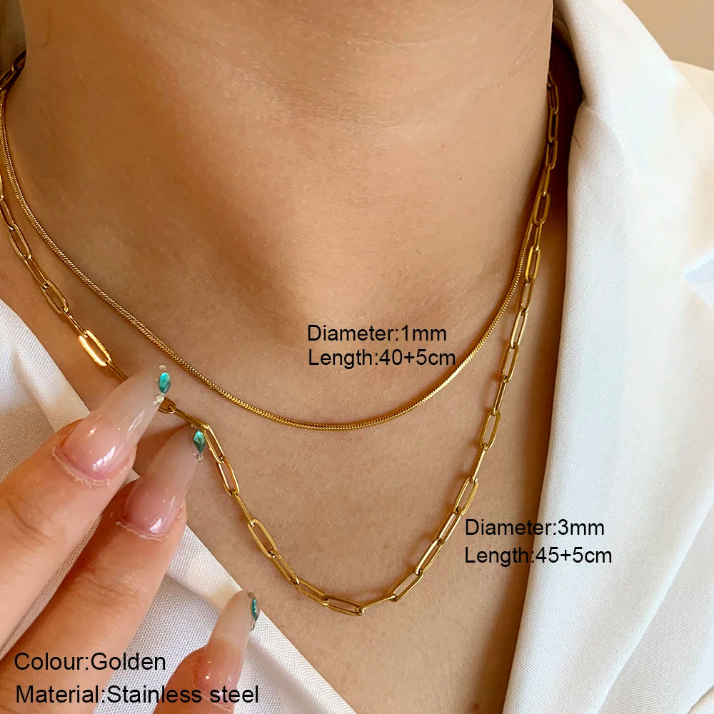 Nouveau 2025 acier inoxydable Double couche empilable chaîne collier femmes femme tour de cou bijoux collier pour les femmes