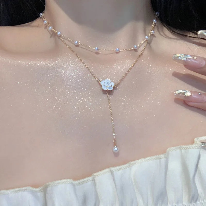 Wu's 2022 nouveau collier de perles amour Imitation collier de perles collier gothique collier polyvalent collier Imitation perle court C