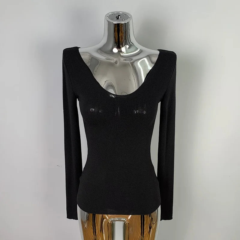 Femmes T-Shirt 2026 été basique t-shirt style décontracté col rond Femme vêtements Sexy poitrine basse voir à travers doux mince hauts T-Shirt Femme