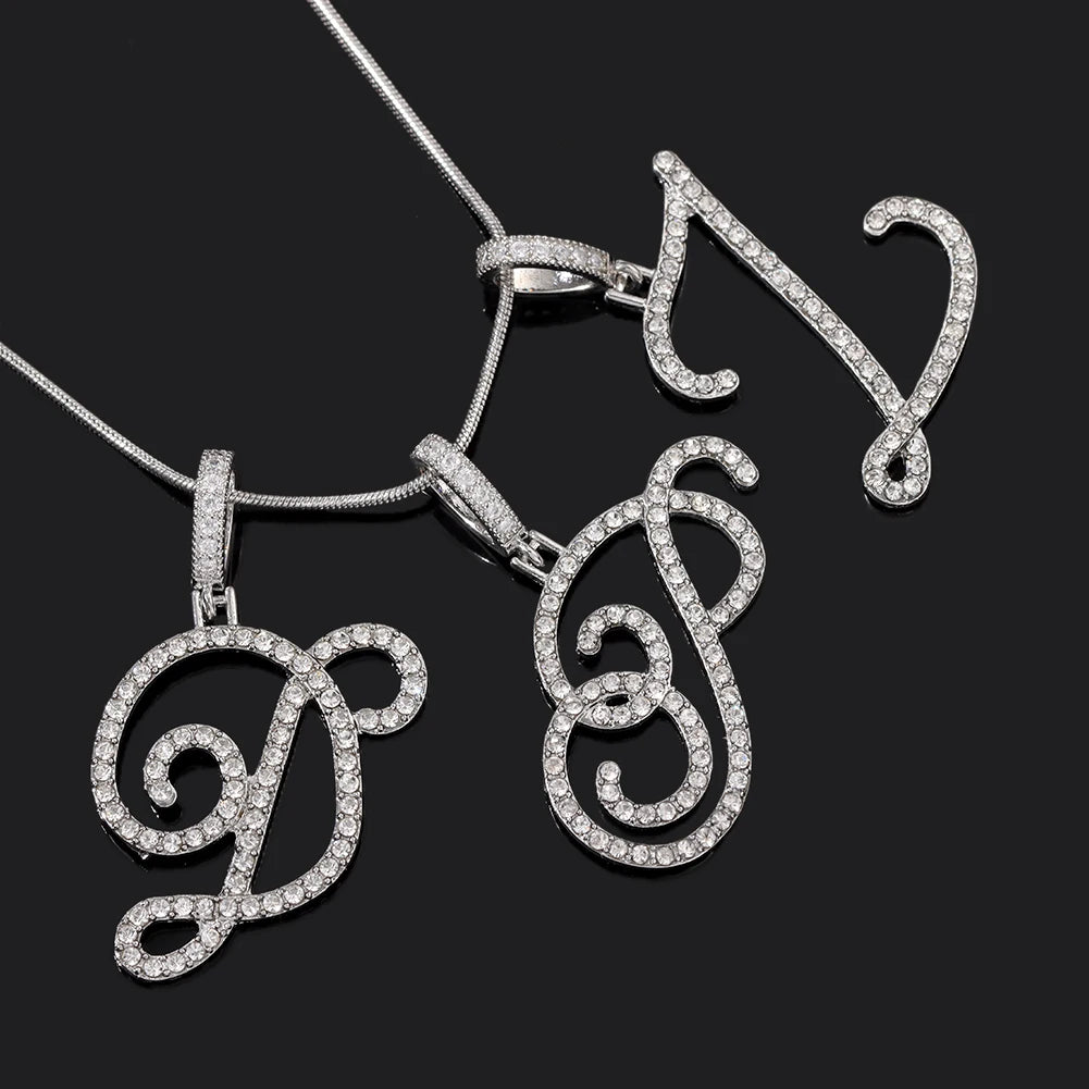 Flatfoosie nouveau A-Z Cursive lettre initiale nom pendentif collier pour femmes Simple corde chaîne lettre collier mode bijoux cadeau