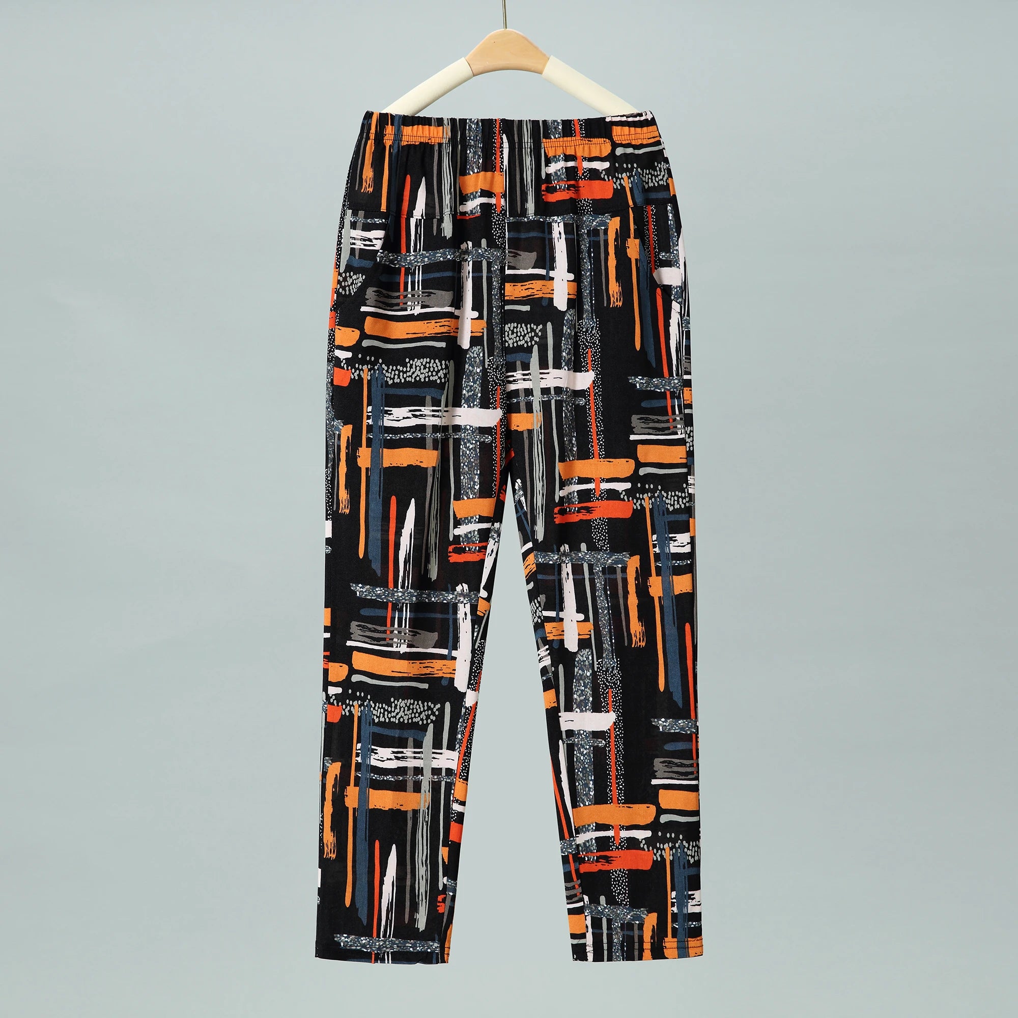 Pantalon d'été fin en soie glacée, coupe droite ample, taille haute, motif floral, pour maman et grand-mère, confortable et décontracté