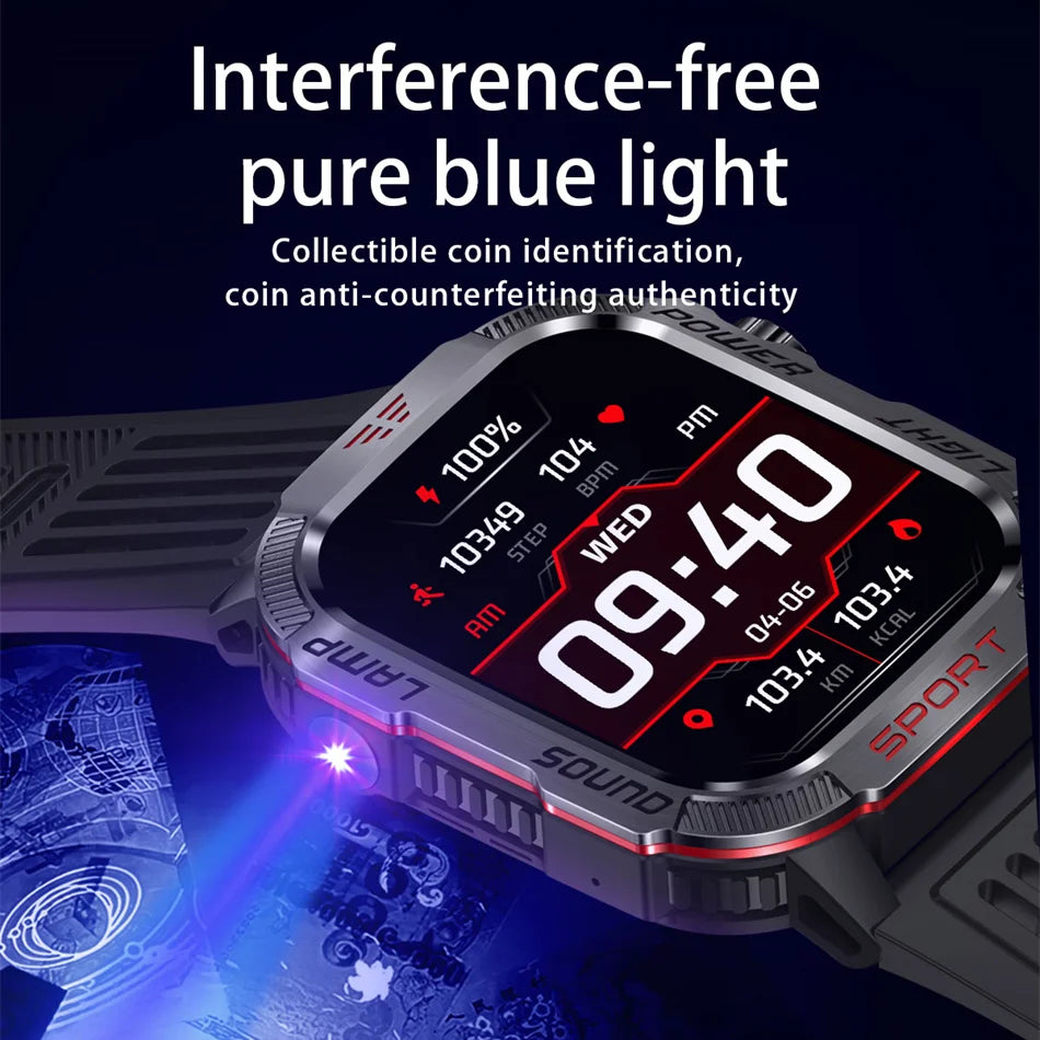 Nouveau militaire GPS montre intelligente hommes lampe de poche boussole étanche 600mAh batterie en plein air Sport Tracker Bluetooth appel Smartwatch
