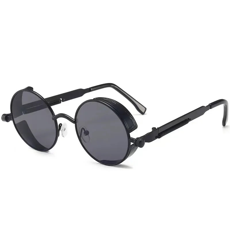 Lunettes de soleil rondes steampunk classiques pour hommes et femmes, lunettes de soleil gothiques rétro pour hommes, mode punk, fête, conduite