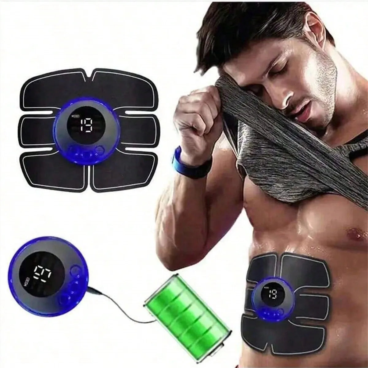 Stimulateur musculaire EMS, entraîneur abdominal et des bras, masseur portable pour la maison, appareil de mise en forme et de tonification du corps pour hommes