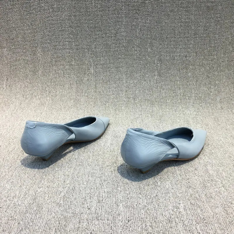 Mocassins à talons bas pour femmes, chaussures confortables, chaussures d'été, bleu, élégant, pointu, Parker, haute qualité, populaire, jeune, 2024