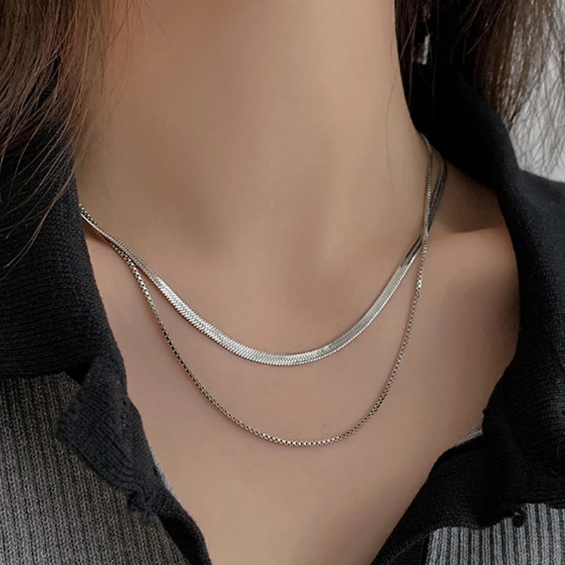 Nouveau 2025 acier inoxydable Double couche empilable chaîne collier femmes femme tour de cou bijoux collier pour les femmes