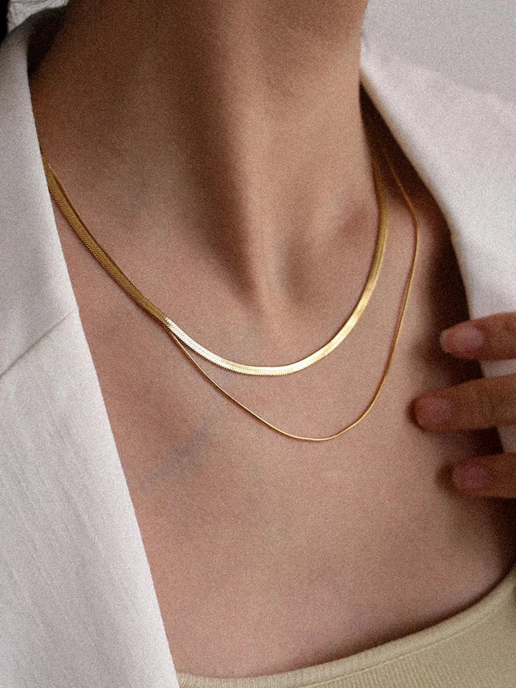 Nouveau 2025 acier inoxydable Double couche empilable chaîne collier femmes femme tour de cou bijoux collier pour les femmes