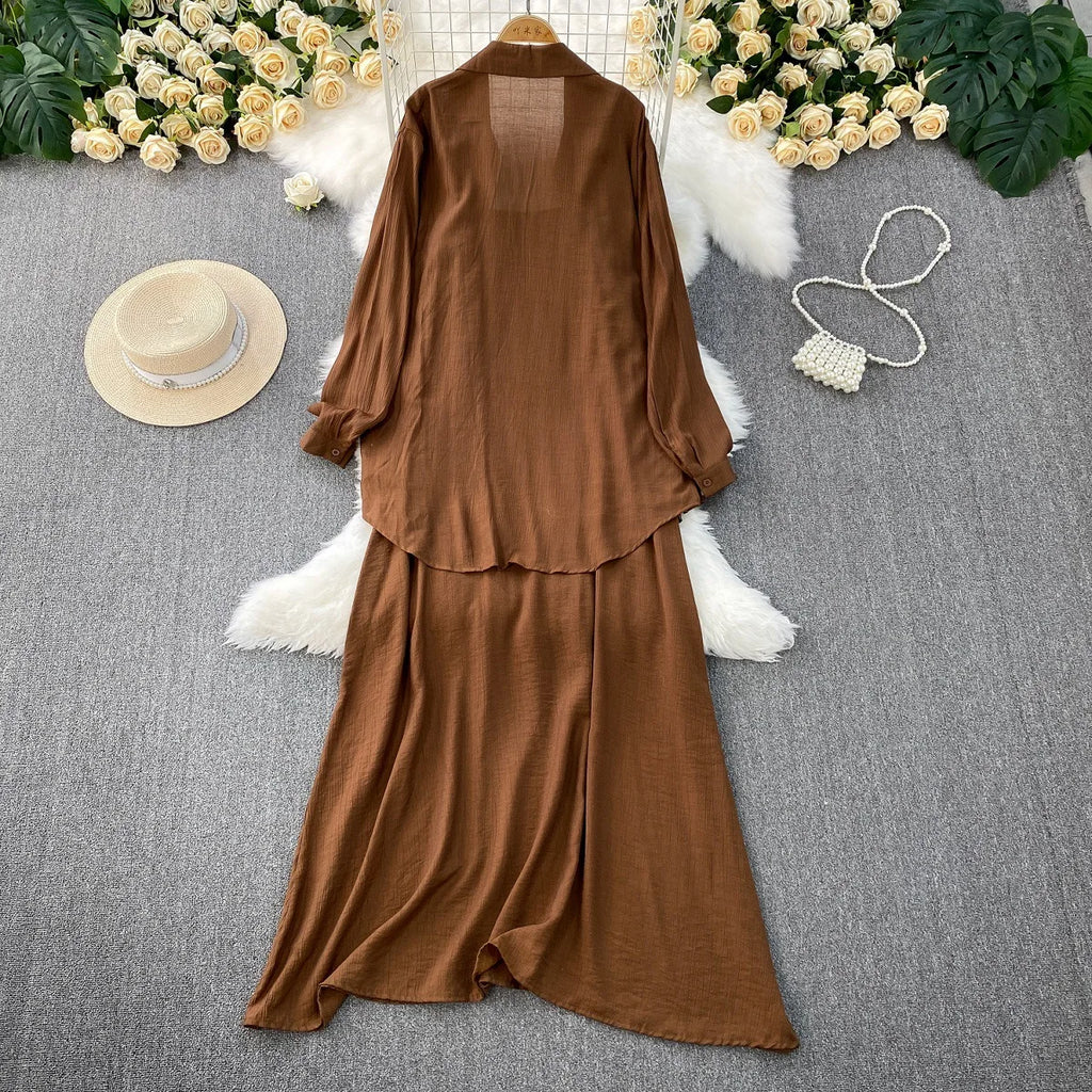 Robe chemise pour femmes musulmanes, ensemble deux pièces, costumes modestes solides, Ensemble musulman du Ramadan, Maroc, dubaï, Abayas, tenues islamiques Jalabiya