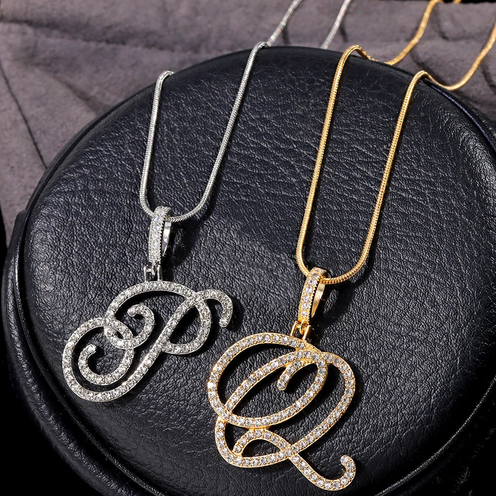 Flatfoosie nouveau A-Z Cursive lettre initiale nom pendentif collier pour femmes Simple corde chaîne lettre collier mode bijoux cadeau