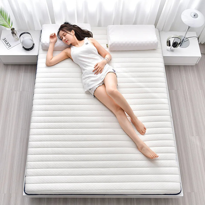 Coussin de matelas en latex, literie épaisse pour usage domestique, semelle pour usage simple ou double, coussin de matelas pliable en coton à mémoire de forme