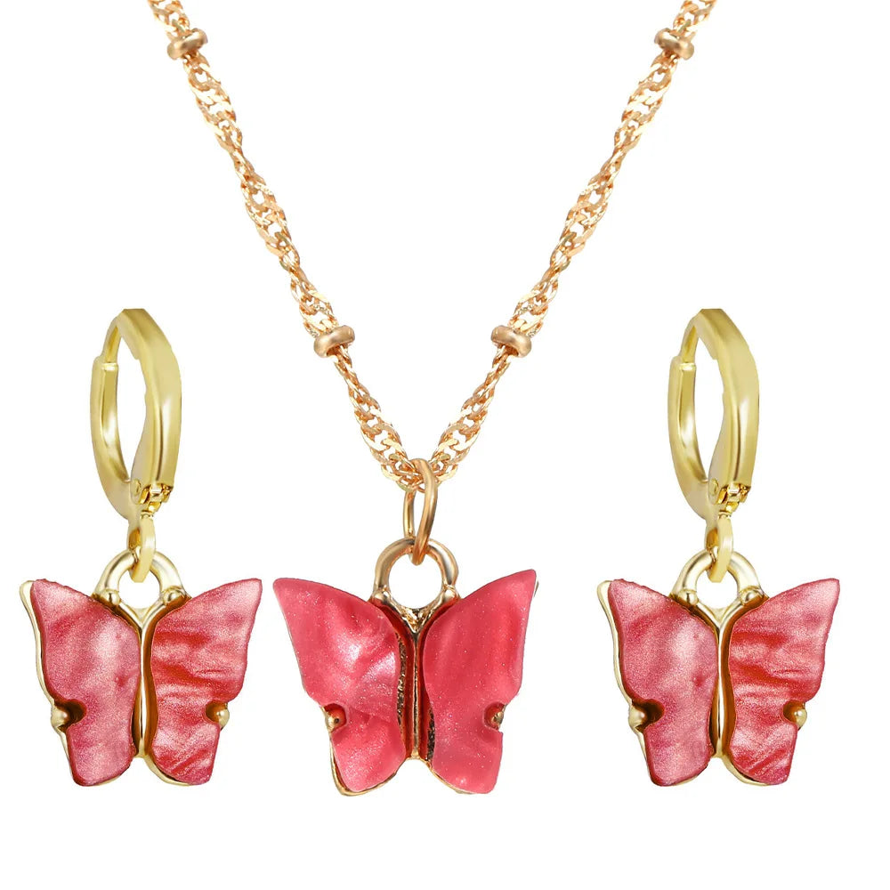 Ensemble de colliers et boucles d'oreilles pour femmes, pendentif en cristal rose en Zircon en forme de cœur, bijoux pour femmes, cadeaux exquis, nouvelle mode