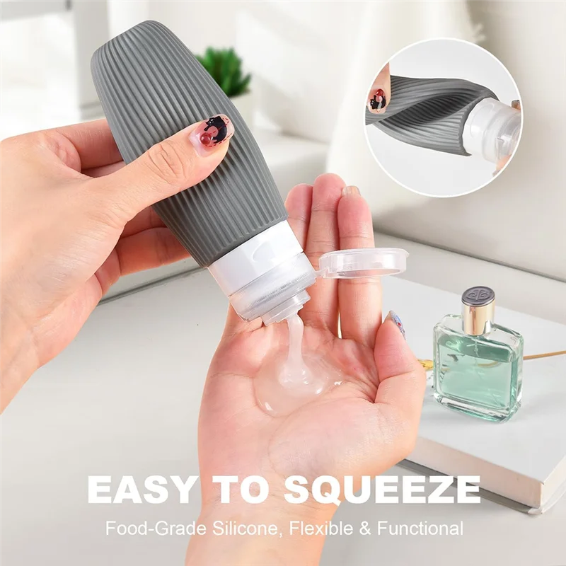 VELIF-Kit de conteneurs en Silicone pour bouteilles de voyage pour articles de toilette, essentiels d'avion, accessoires rechargeables anti-fuite, trousse de toilette