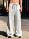 Pantalon de jogging décontracté pour homme - Coupe droite, ample, avec taille élastique et cordon de serrage, couleur unie