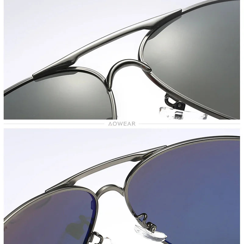 AOWEAR hommes Aviation lunettes de soleil hommes miroir polarisé lunettes de soleil pour homme HD conduite pilote lunettes de soleil lunettes de soleil homme