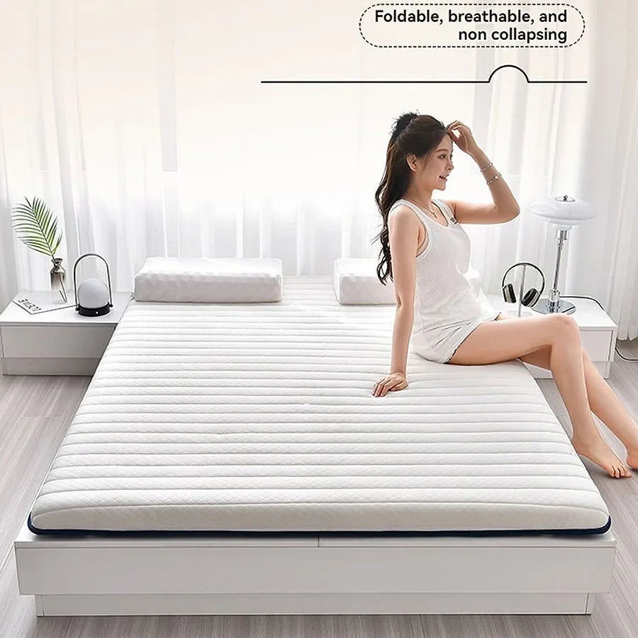 Coussin de matelas en latex, literie épaisse pour usage domestique, semelle pour usage simple ou double, coussin de matelas pliable en coton à mémoire de forme