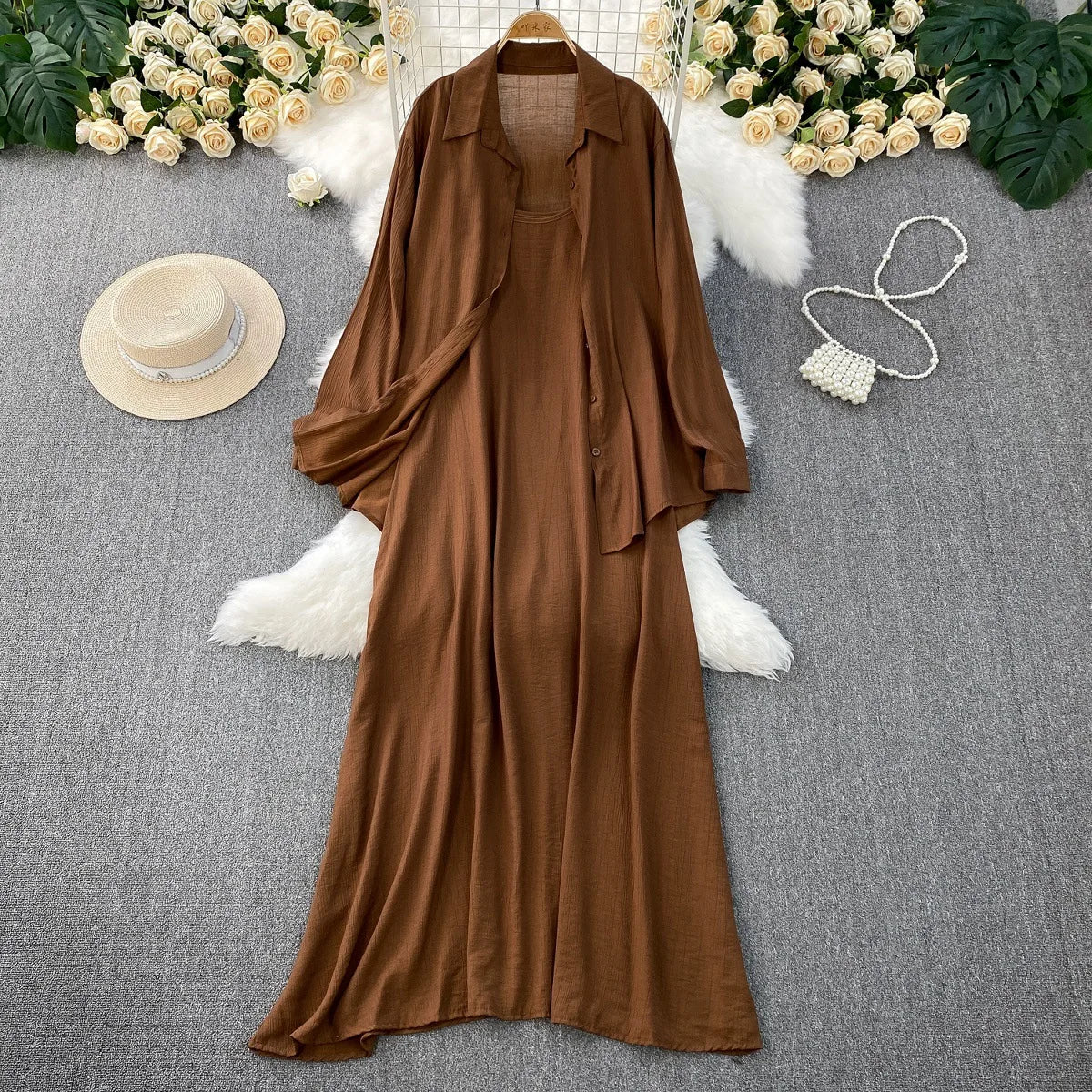 Robe chemise pour femmes musulmanes, ensemble deux pièces, costumes modestes solides, Ensemble musulman du Ramadan, Maroc, dubaï, Abayas, tenues islamiques Jalabiya