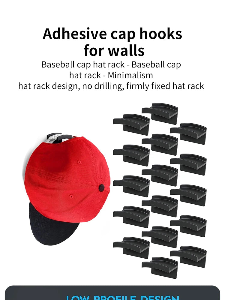 Crochet de chapeau de baseball sans lueur, chapeau de conception minimaliste, rangement de collier d'écouteur simple, noir, T1, nouveau, 5 pièces, 10 pièces