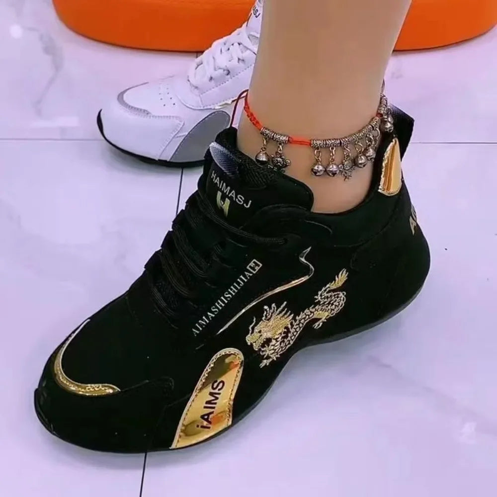 Baskets de Styliste en Cuir pour Femme, Chaussures de dehors Légères et Respirantes, Imperméables et Décontractées, à Plateforme