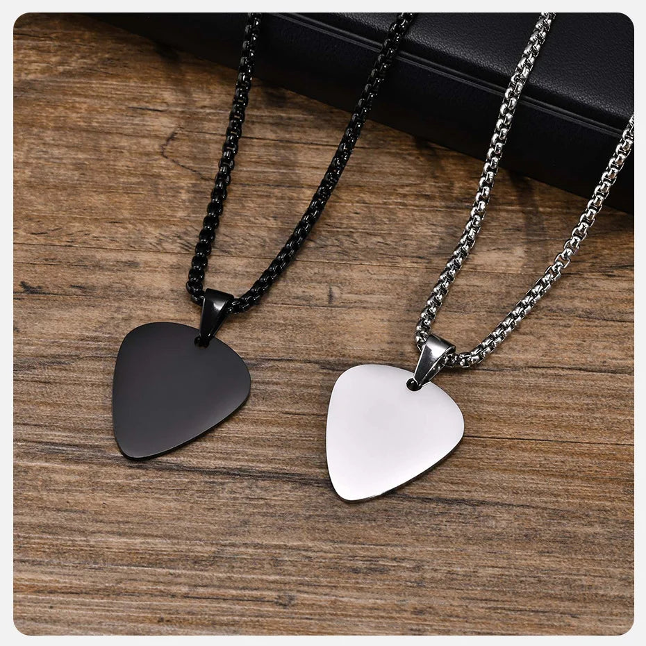 Vnox nouveau collier de médiator de guitare Unique pour hommes garçons, collier pendentif de médiators de guitare en acier inoxydable pour les amateurs de musique cadeaux bijoux