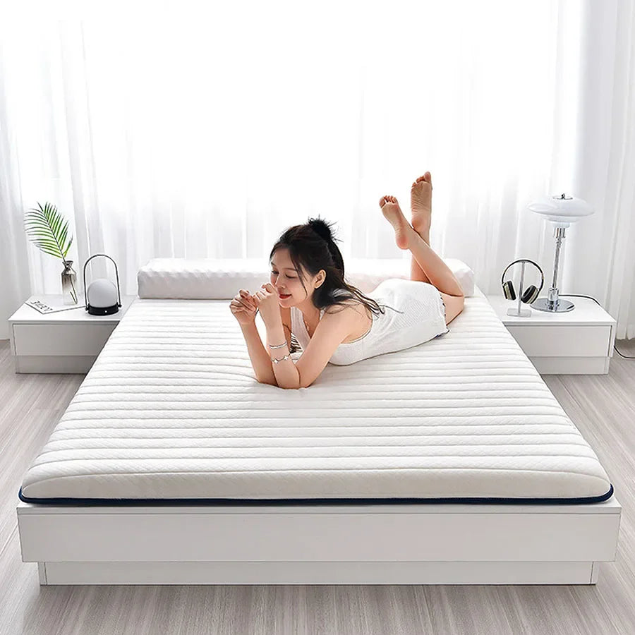Coussin de matelas en latex, literie épaisse pour usage domestique, semelle pour usage simple ou double, coussin de matelas pliable en coton à mémoire de forme