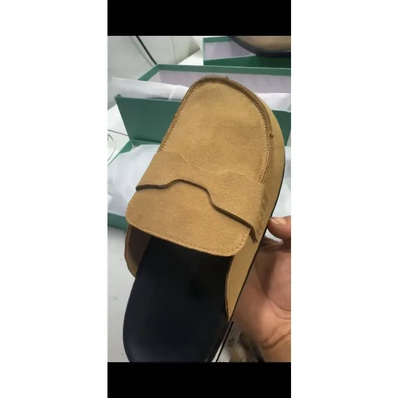 Sandales classiques en daim pour femmes, chaussures d'extérieur antidérapantes et tendance, avec soutien de la voûte plantaire