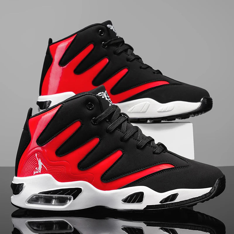 Chaussures de basket-ball montantes pour hommes, robustes et stables, baskets d'entraînement à lacets, unisexe, adaptées à la course, au sport, au basketball et à la marche. Cadeau idéal pour les hommes, léger, confort