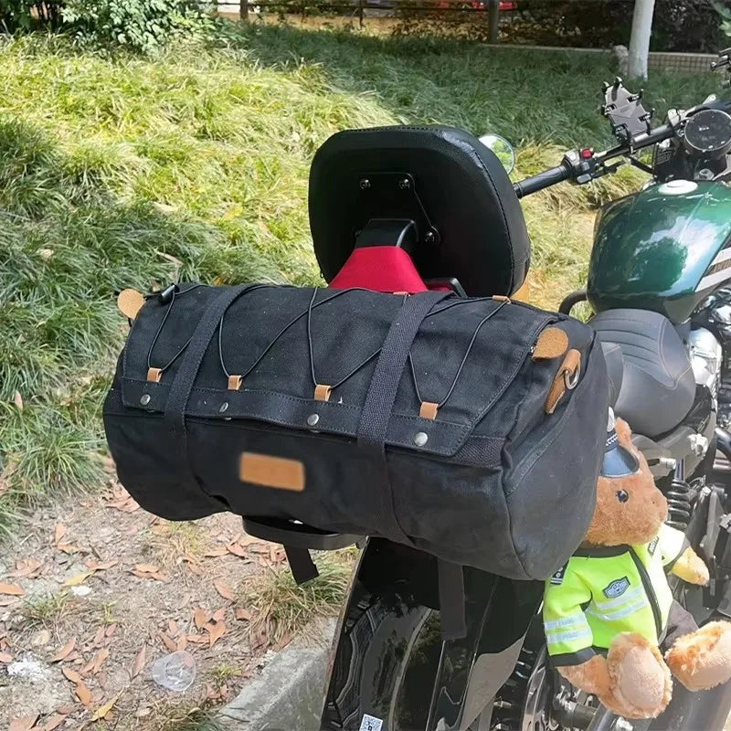 Sac de siège arrière de moto Vintage, sac arrière en toile, sac de voyage universel étanche