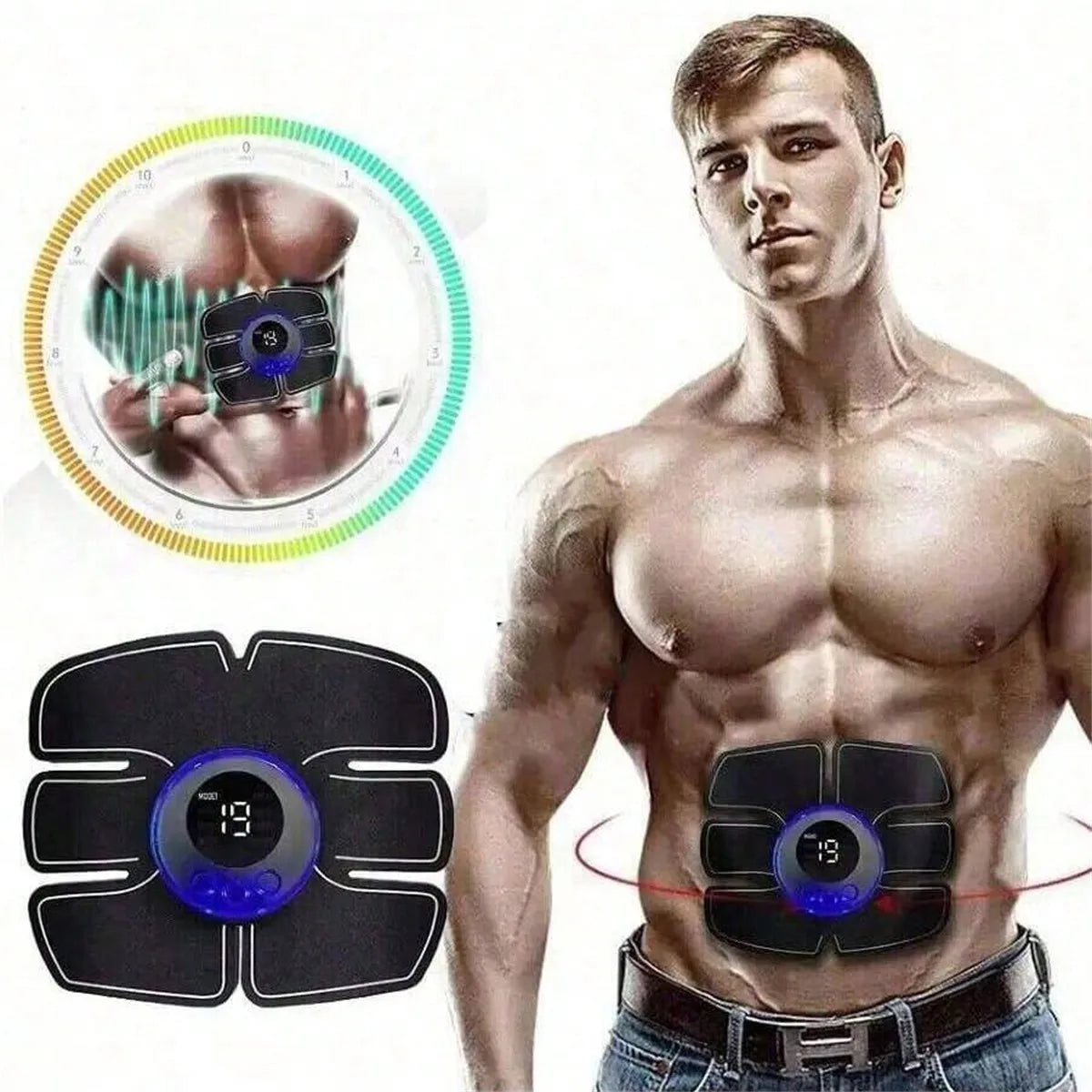 Stimulateur musculaire EMS, entraîneur abdominal et des bras, masseur portable pour la maison, appareil de mise en forme et de tonification du corps pour hommes