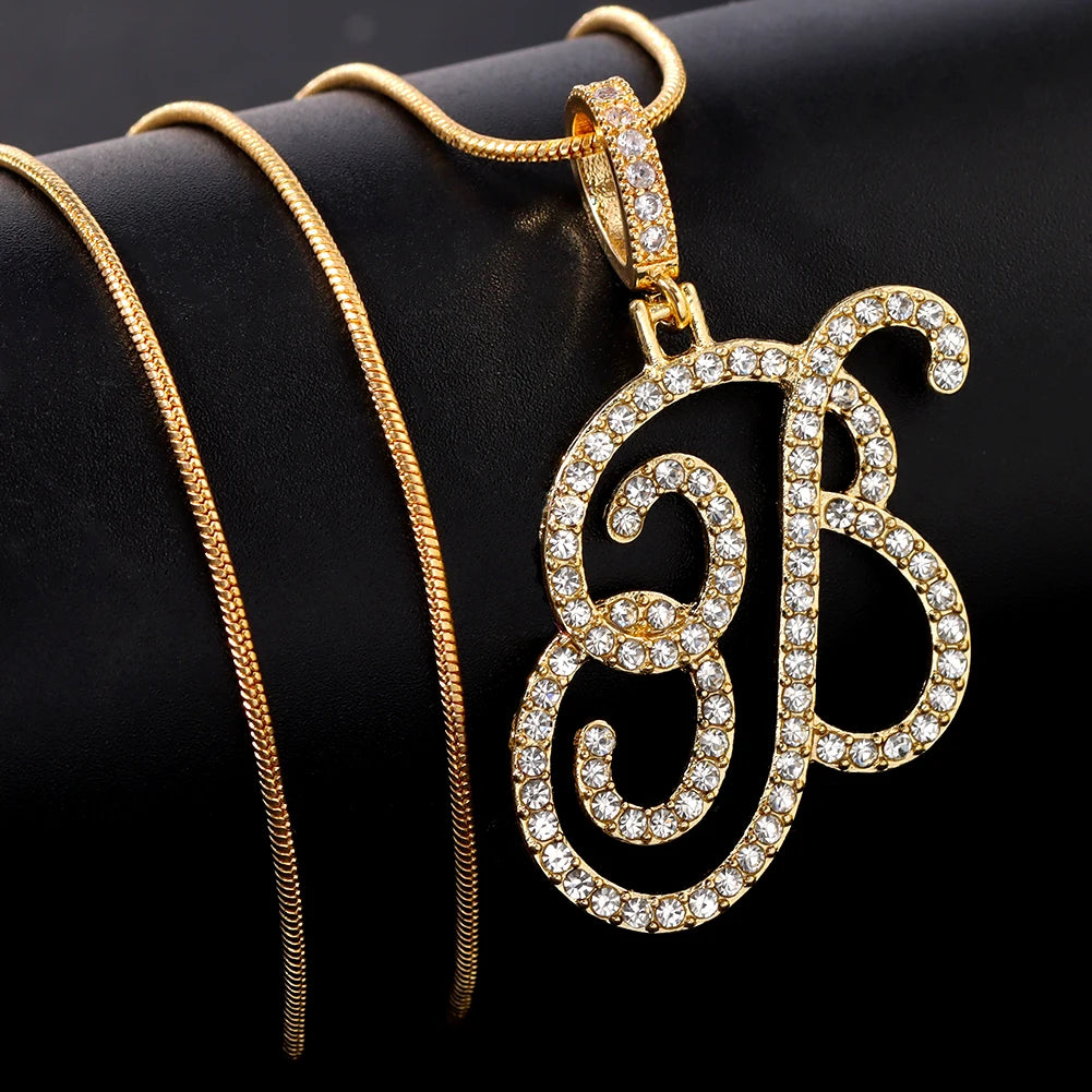 Flatfoosie nouveau A-Z Cursive lettre initiale nom pendentif collier pour femmes Simple corde chaîne lettre collier mode bijoux cadeau