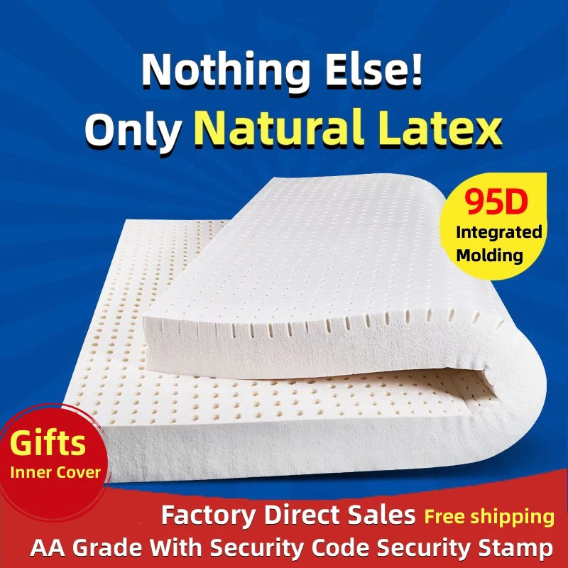 Matelas en latex naturel 100% naturel de Thaïlande, 10 cm, coussin en caoutchouc souple, pour deux personnes, 1.2/1.5/1.8m, matelas pour la maison