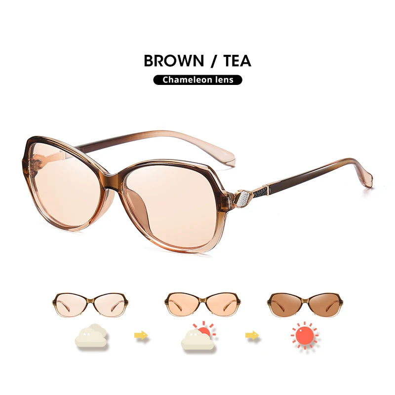 LIOUMO – lunettes de soleil élégantes en cristal pour femmes, polarisées, photochromiques, de luxe, effet caméléon, lunette de soleil femme