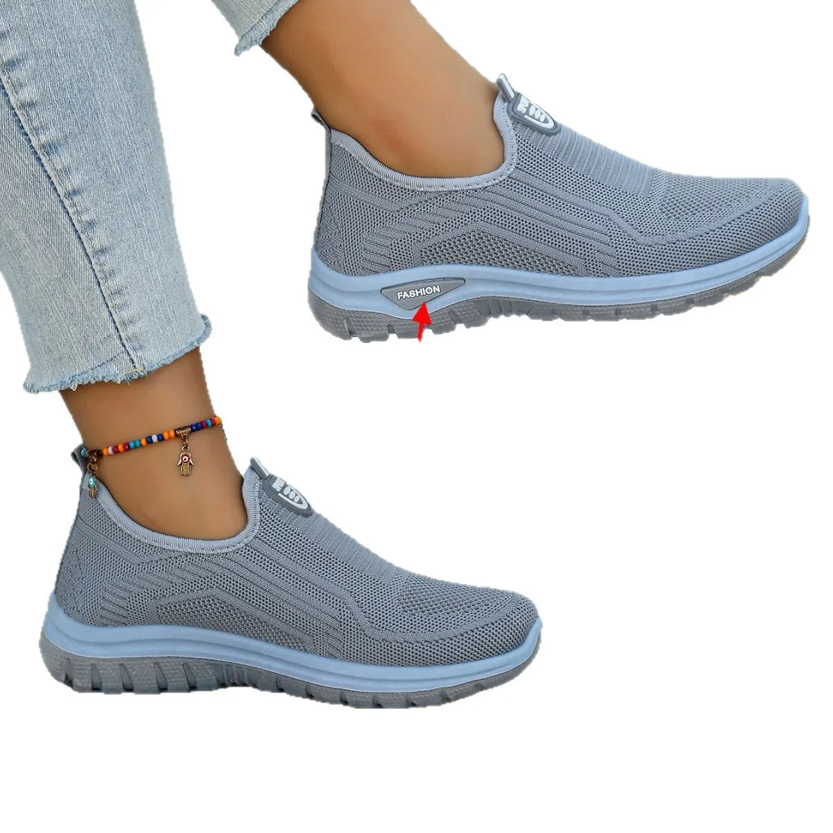 Chaussures décontractées respirantes et tendance pour femme 2026 – Baskets basses en maille aérée à talon plat et semelle souple, confortables pour maman