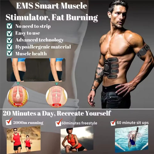 Ceinture de stimulation musculaire. Appareil d'exercice abdominal. Ceinture de conditionnement, masseur de fitness pour les bras, les jambes et le dos.