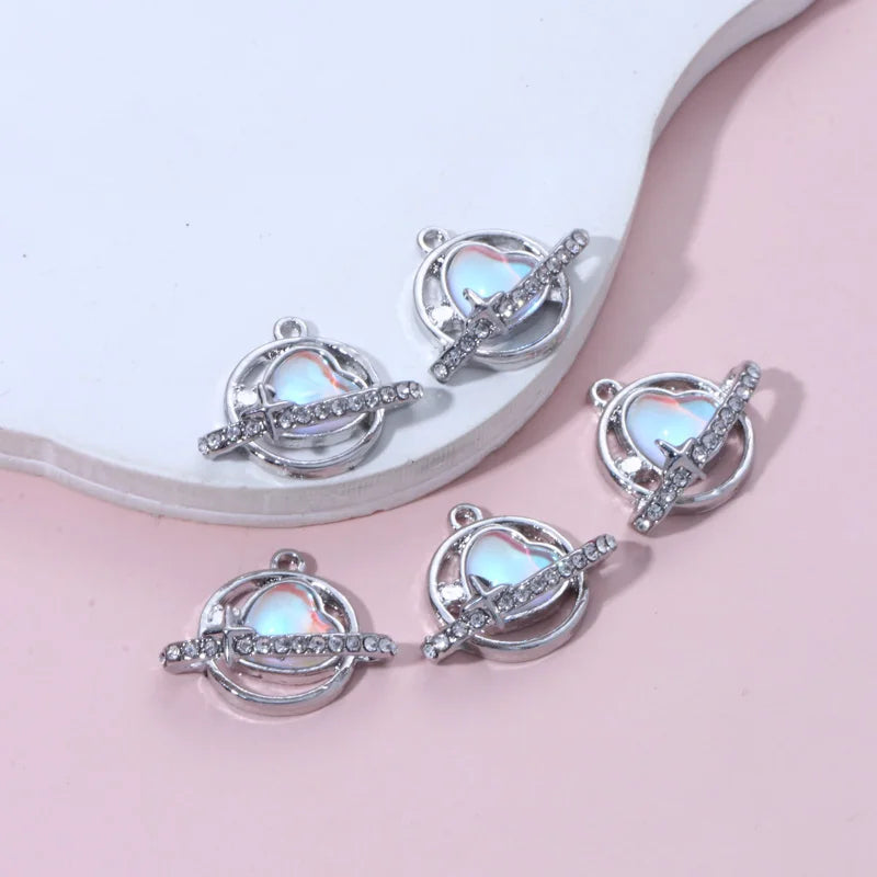 Breloques en forme de cœur en émail rose, pendentifs de Style Y2K pour la fabrication de bricolage, accessoires de collier faits à la main, bijoux, 10 pièces