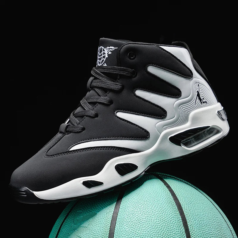 Chaussures de basket-ball montantes pour hommes, robustes et stables, baskets d'entraînement à lacets, unisexe, adaptées à la course, au sport, au basketball et à la marche. Cadeau idéal pour les hommes, léger, confort