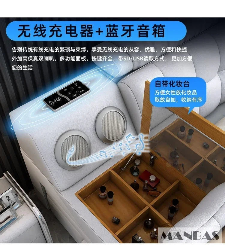 Lit Linlamlim Tech Smart en cuir véritable |   Lits ultimes multifonctionnels |   Lit Tatami de massage avec projecteur |   Cama rembourrée