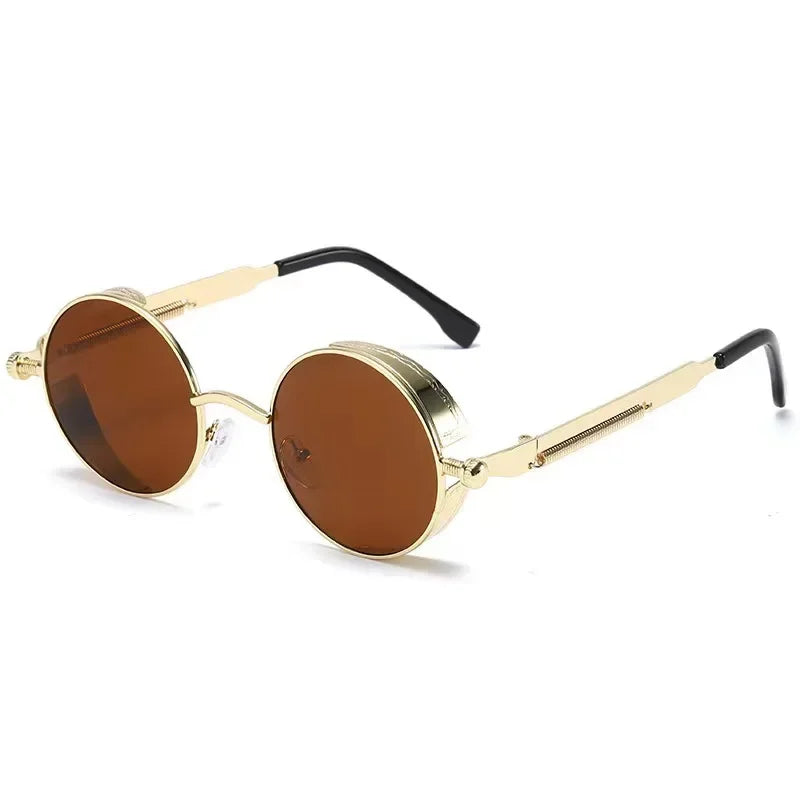 Lunettes de soleil rondes steampunk classiques pour hommes et femmes, lunettes de soleil gothiques rétro pour hommes, mode punk, fête, conduite
